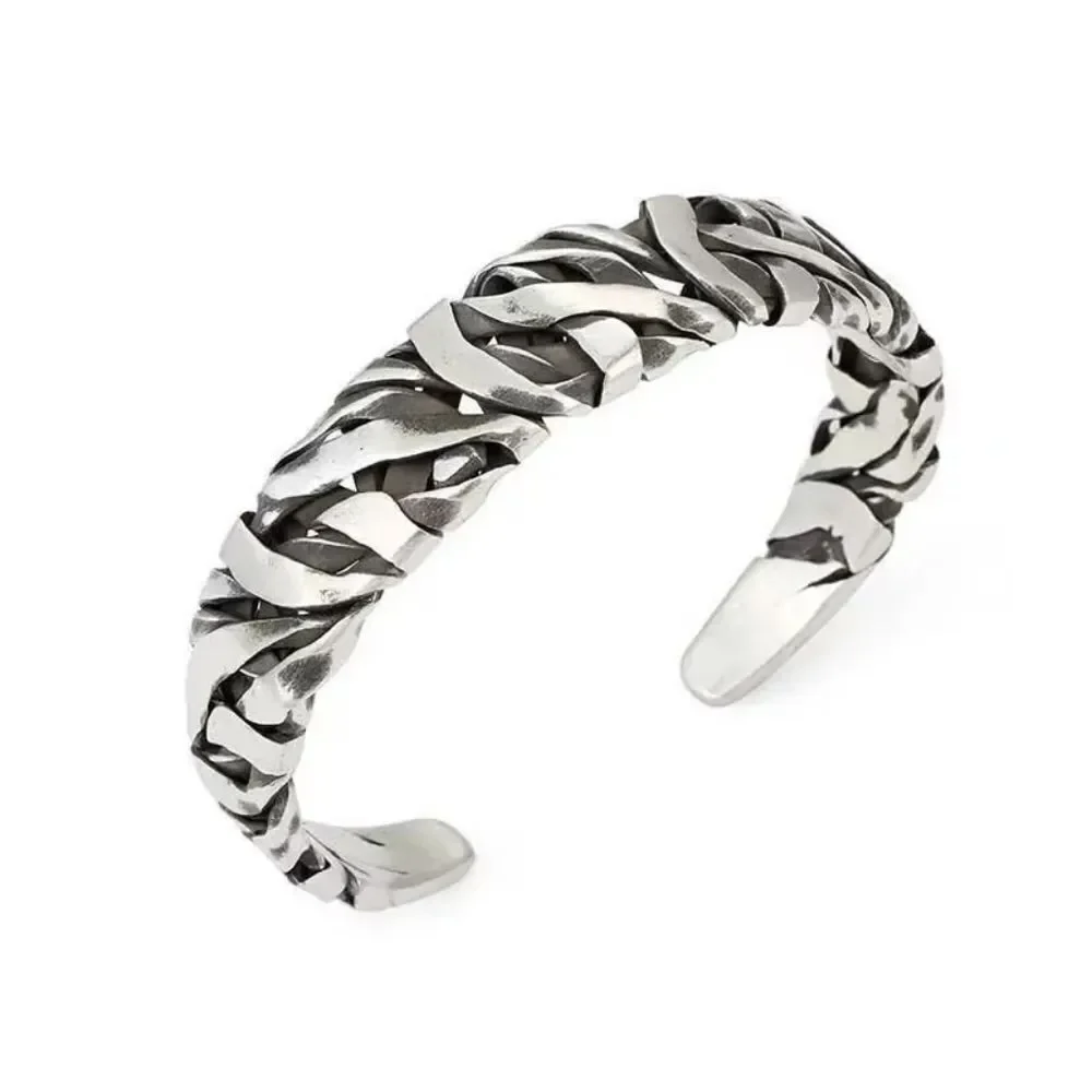 Stone textured Men's Cuff bracelet